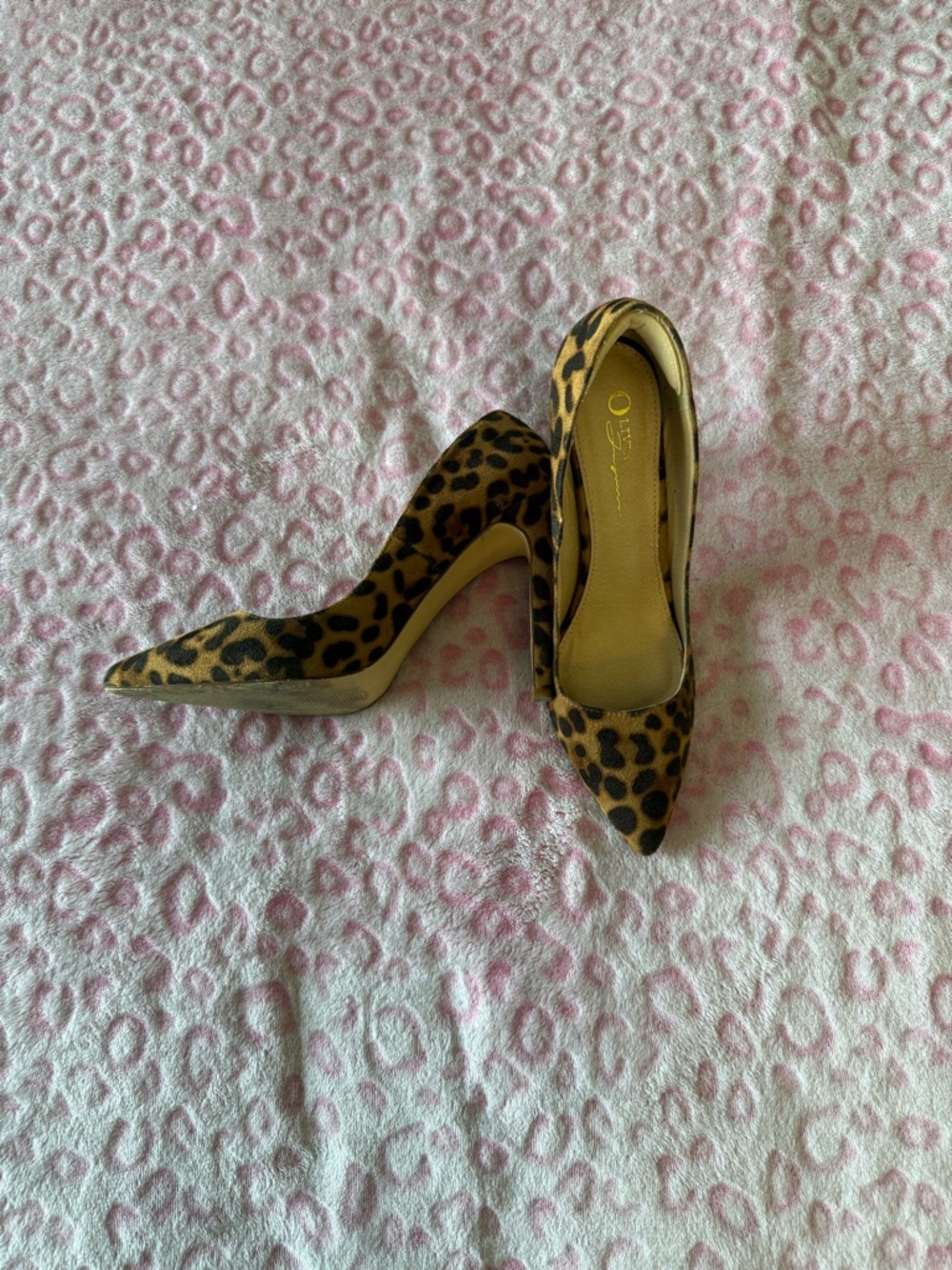 Leopard Print Pointed Toe High Heels - Brown/Black